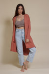 Wishlist long button down cardigan, in fall rose.