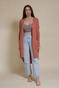 Wishlist long button down cardigan, in fall rose.