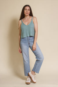 Wishlist v-neck sweater camisole, in dark mint.