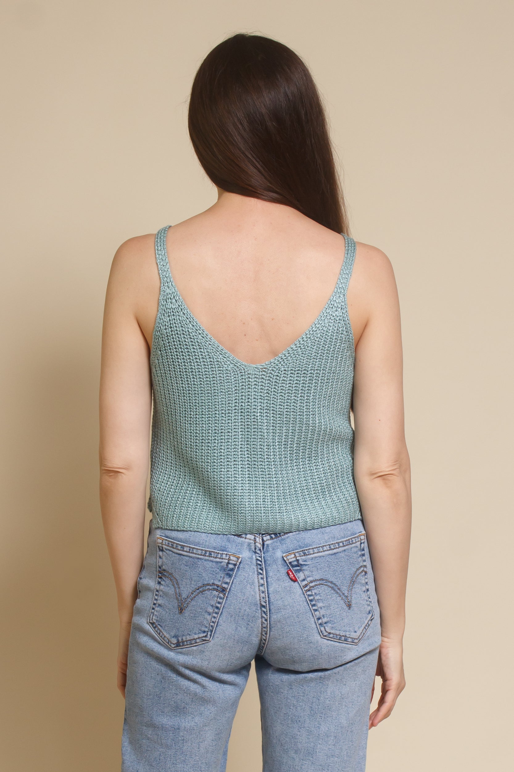 Wishlist v-neck sweater camisole, in dark mint.