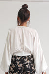 Balloon sleeve cropped blouse, in white. Image 5