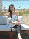 White off shoulder top with cactus print. Image 7