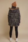 Camouflage coat with fur trim hood. Image 9