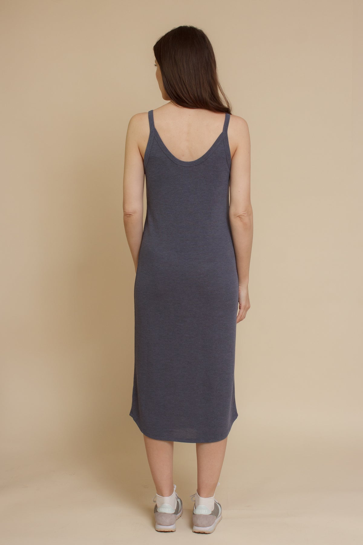 Casual midi length tank dress, in navy.