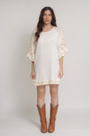 Crochet sleeve mini dress, in off white. Image 6