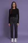 Cutout back sweater top, in black. Image 4