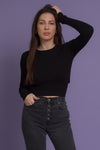 Cutout back sweater top, in black. Image 5