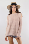 Cutout crewneck sweater, in blush. Image 2