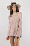 Cutout crewneck sweater, in blush. Image 3