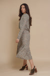 Vintage inspired ditsy floral midi dress, in olive. Image 13