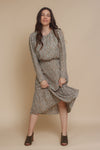 Vintage inspired ditsy floral midi dress, in olive. Image 7