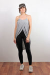 Draped front tulip style tank top, in Grey. Image 3