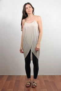 Draped front tulip style tank top, in Oatmeal. Image 3