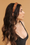 Embroidered headband, in Brown. Image 4