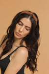 Embroidered headband, in Brown. Image 5