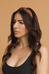 Embroidered headband, in Brown.