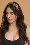 Embroidered headband, in Taupe. Image 2