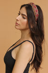 Embroidered headband, in Taupe. Image 4