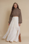 Maxi skirt with embroidered detail, in ivory. Image 12