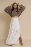 Maxi skirt with embroidered detail, in ivory. Image 10