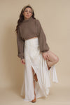 Maxi skirt with embroidered detail, in ivory. Image 11
