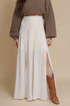 Maxi skirt with embroidered detail, in ivory. Image 5