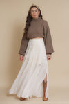 Maxi skirt with embroidered detail, in ivory. Image 8