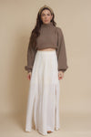 Maxi skirt with embroidered detail, in ivory. Image 9