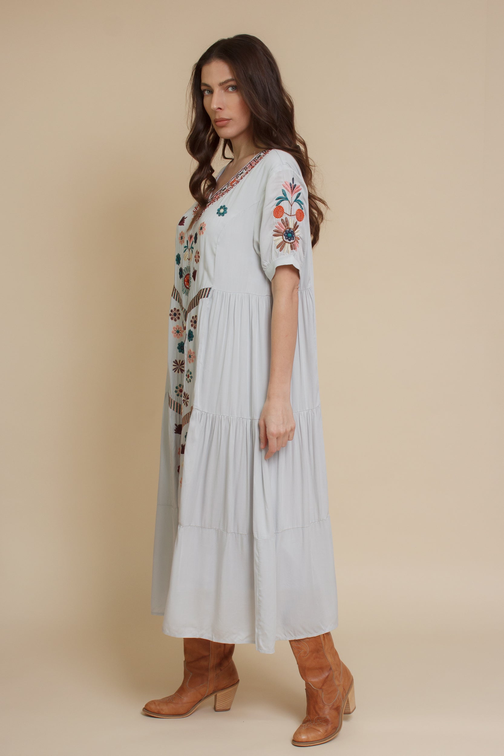 Tea N Roses Embroidered Midi Dress – Franklin Sunset