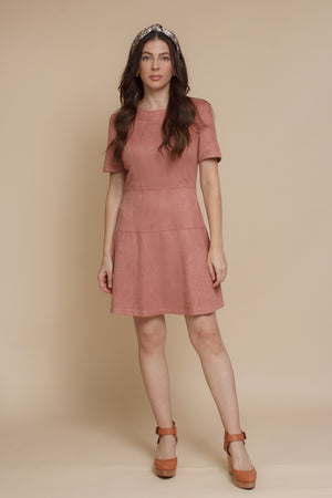 Faux suede mini dress, in dusty pink. Image 10