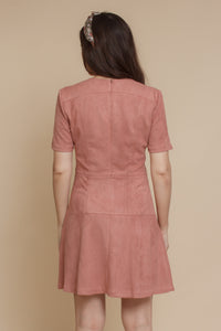 Faux suede mini dress, in dusty pink. Image 14