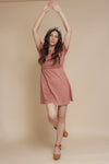 Faux suede mini dress, in dusty pink. Image 4