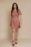 Faux suede mini dress, in dusty pink. Image 6
