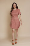 Faux suede mini dress, in dusty pink. Image 7