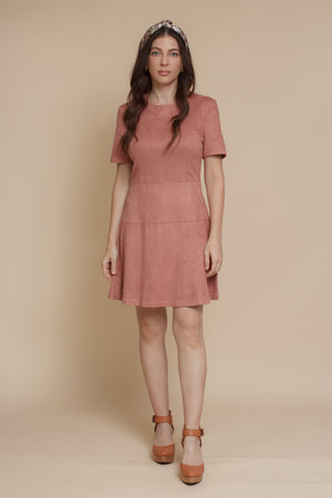Faux suede mini dress, in dusty pink. Image 8