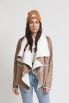 Faux suede sherpa jacket, in camel.