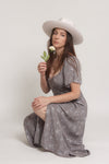 Floral midi dress with sweetheart neckline, in olive combo. Image 13