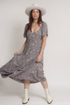 Floral midi dress with sweetheart neckline, in olive combo. Image 6