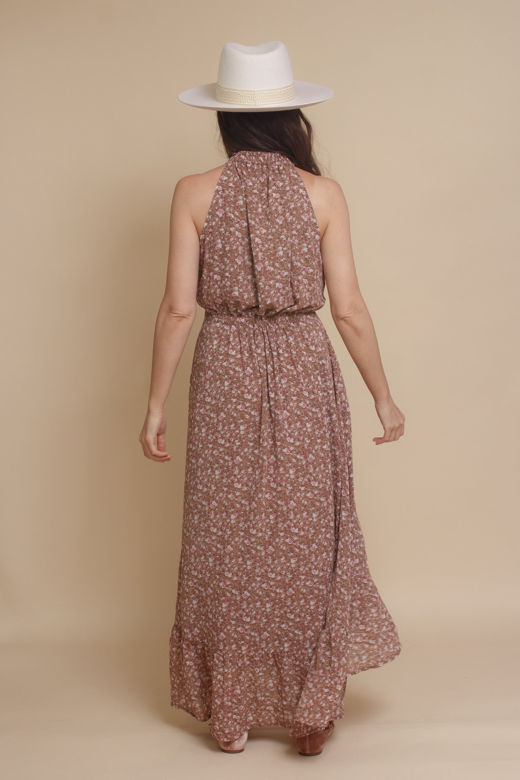 Floral halter maxi dress, in mauve. Image 11