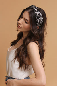 Floral headband, in Black. Image 5