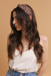 Floral headband, in Chocolate Brown.