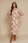 floral puff sleeve smocked dress, in cream floral. Image 10