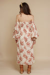 floral puff sleeve smocked dress, in cream floral. Image 12