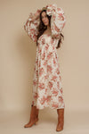 floral puff sleeve smocked dress, in cream floral. Image 13