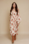 floral puff sleeve smocked dress, in cream floral. Image 17