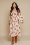 floral puff sleeve smocked dress, in cream floral. Image 3