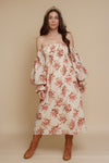 floral puff sleeve smocked dress, in cream floral. Image 7