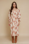 floral puff sleeve smocked dress, in cream floral. Image 8