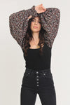 Puff sleeve floral bodysuit, in black. Image 12