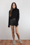 Floral textured pull on shorts, in Black. Image 4